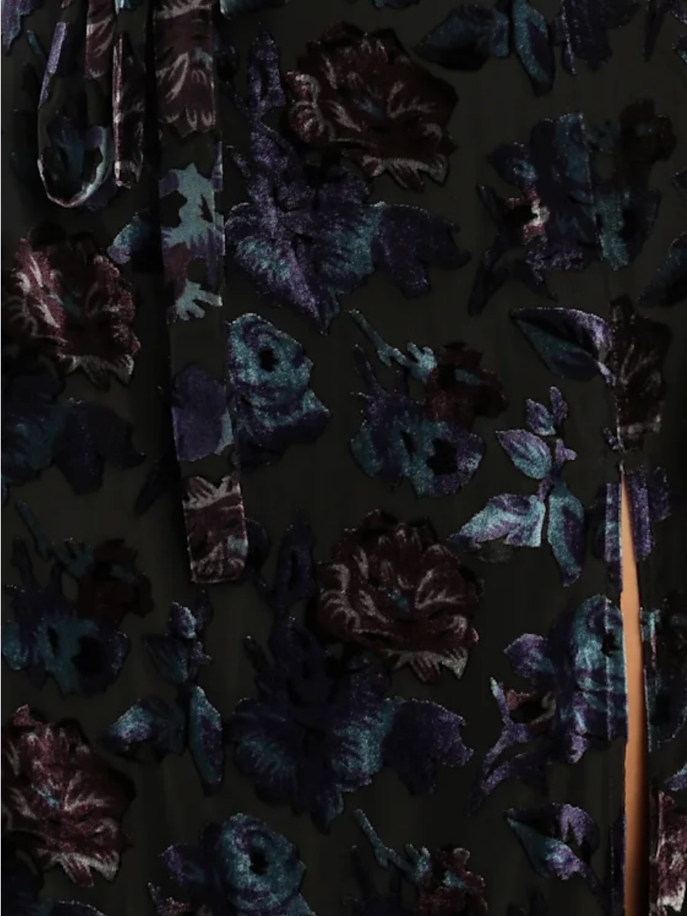 NWT Lulus Pretty Companion Black Floral Velvet Burnout Maxi Dress with Side Slit - Picture 5 of 9